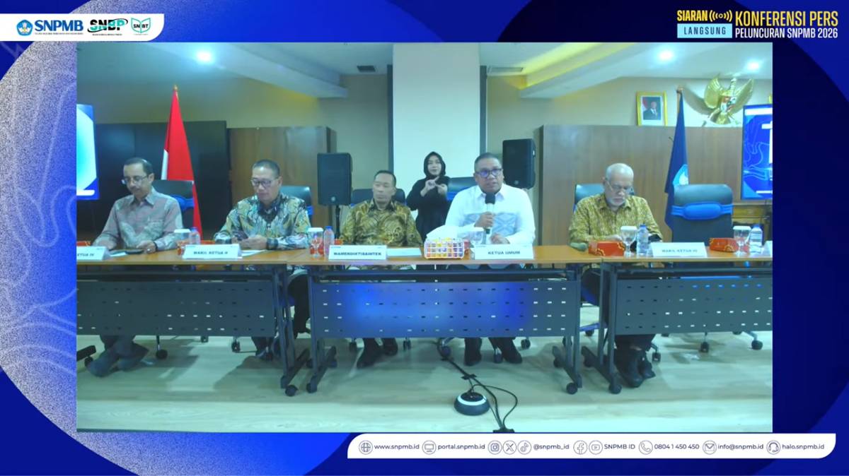 cuplikan konferensi pers peluncuran Seleksi Nasional Penerimaan Mahasiswa Baru 2026. (youtube.com/@snpmb_id)