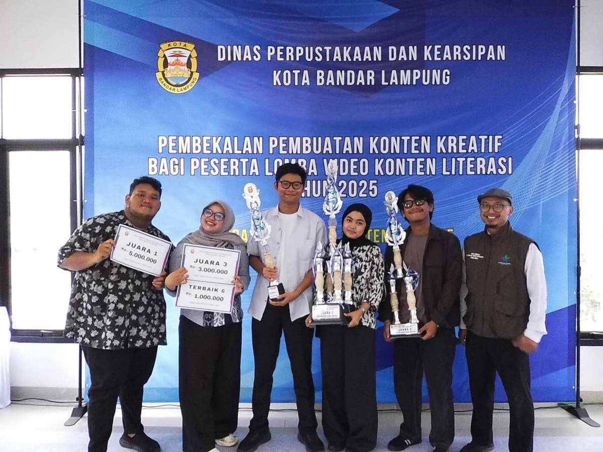 Lima Mahasiswa Prodi Ilmu Komunikasi Unila  Meraih Juara 1, Juara 3, Sekaligus Penghargaan Terbaik 6 Dalam Lomba Video Kreatif  Diselenggarakan Dinas Perpustakaan dan Kearsipan Kota Bandar Lampung (Dok.Unila)