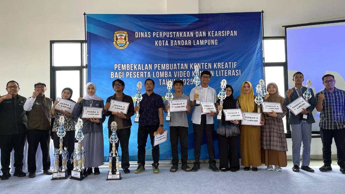 Lima Mahasiswa Prodi Ilmu Komunikasi Unila  Meraih Juara 1, Juara 3, Sekaligus Penghargaan Terbaik 6 Dalam Lomba Video Kreatif  Diselenggarakan Dinas Perpustakaan dan Kearsipan Kota Bandar Lampung (Dok.Unila)