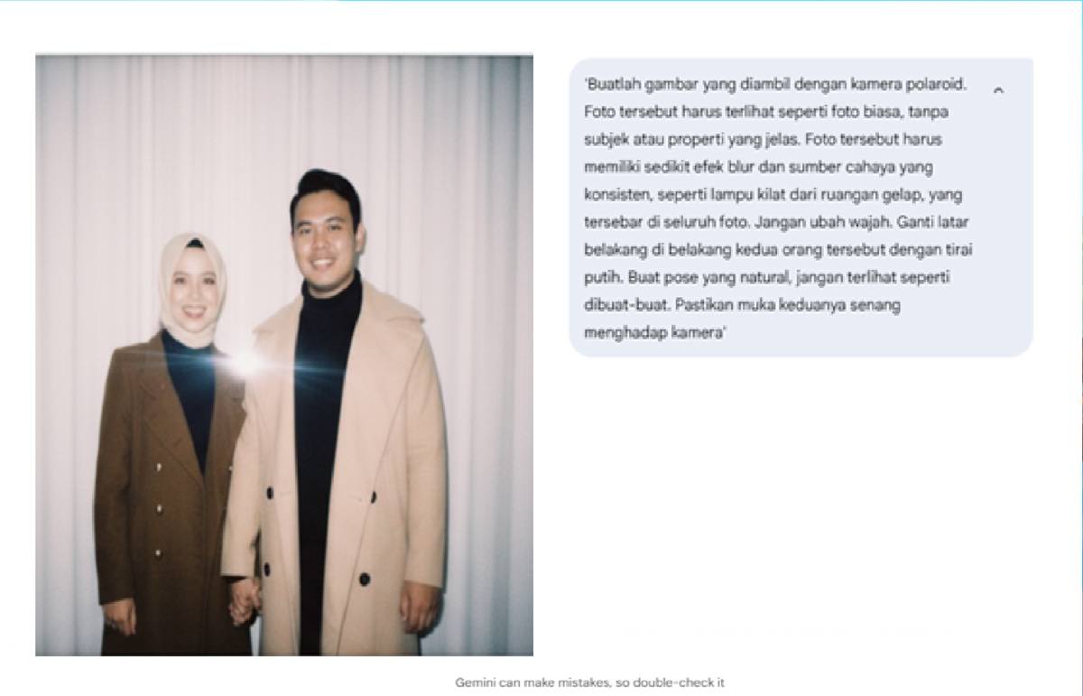 hasil foto polaroid dari Gemini AI