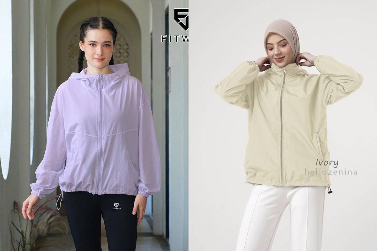Rekomendasi jaket parasut cewek untuk olahraga (shopee.co.id/Fitwear Studio Official Shop | shopee.co.id/Hello Zenina Official Shop)