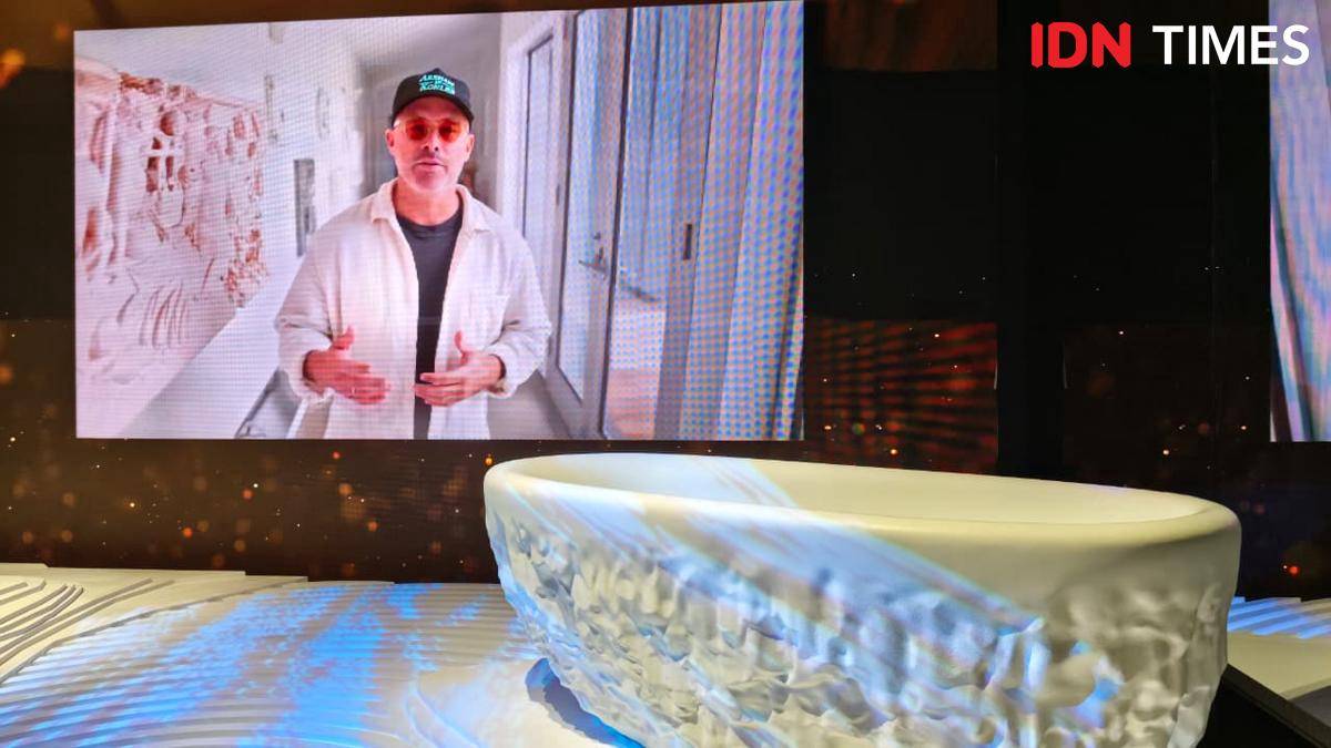Bathtub Landshapes KOHLER di Indonesia Design Week 2025 yang bertempat di Town Hall Indonesia Design District, PIK 2 pada Selasa (16/9/2025). (IDN Times/Febriyanti Revitasari)