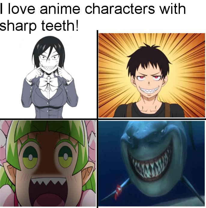meme tentang bentuk gigi anime