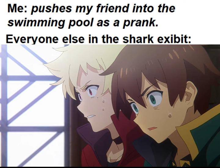 meme anime tentang kolam renang