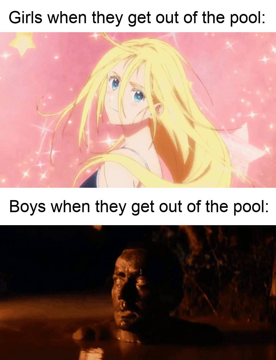 meme anime tentang kolam renang