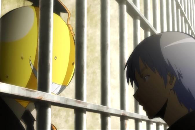 The Reaper berbicara dengan Koro-sensei. 