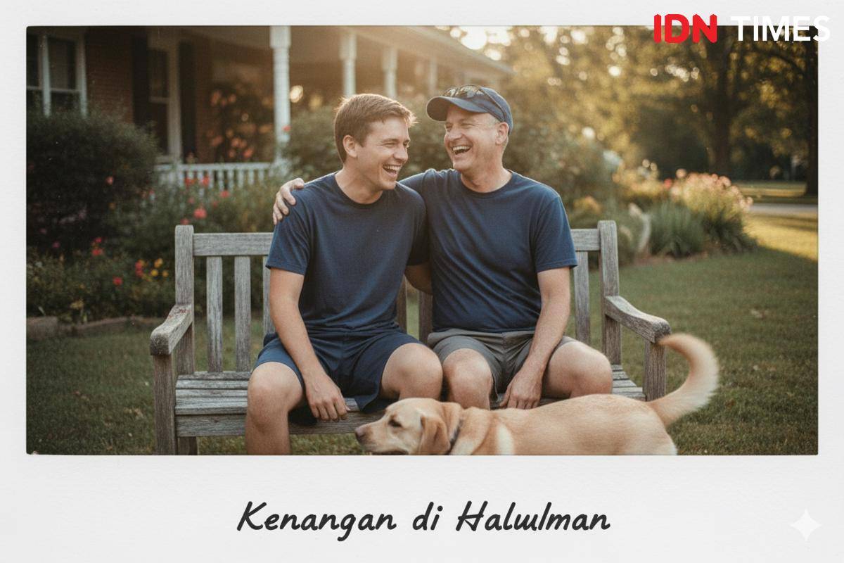 contoh edit foto bersama ayah menggunakan Gemini AI