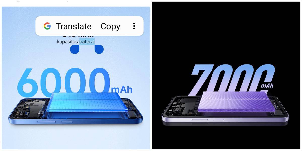 ilustrasi kapasitas baterai Xiaomi Redmi dan ilustrasi kapasitas baterai Xiaomi Redmi 15 