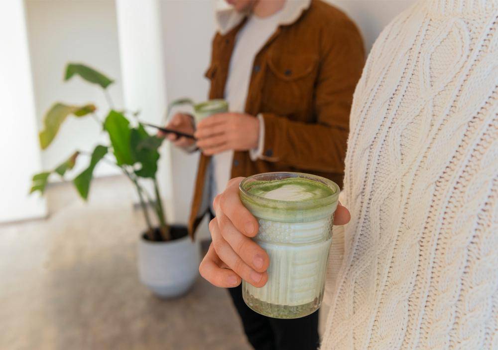 ilustrasi matcha pudding jar 