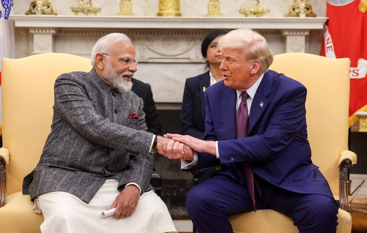 Perdana Menteri India Narendra Modi (kiri) dan Presiden Amerika Serikat Donald Trump di Gedung Putih, Washington, pada 13 Februari 2025. (x.com/narendramodi)