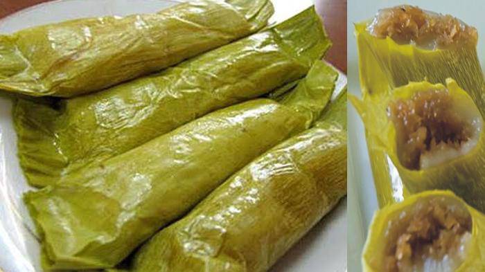 Timphan jajanan pasar yang dibungkus daun pisang