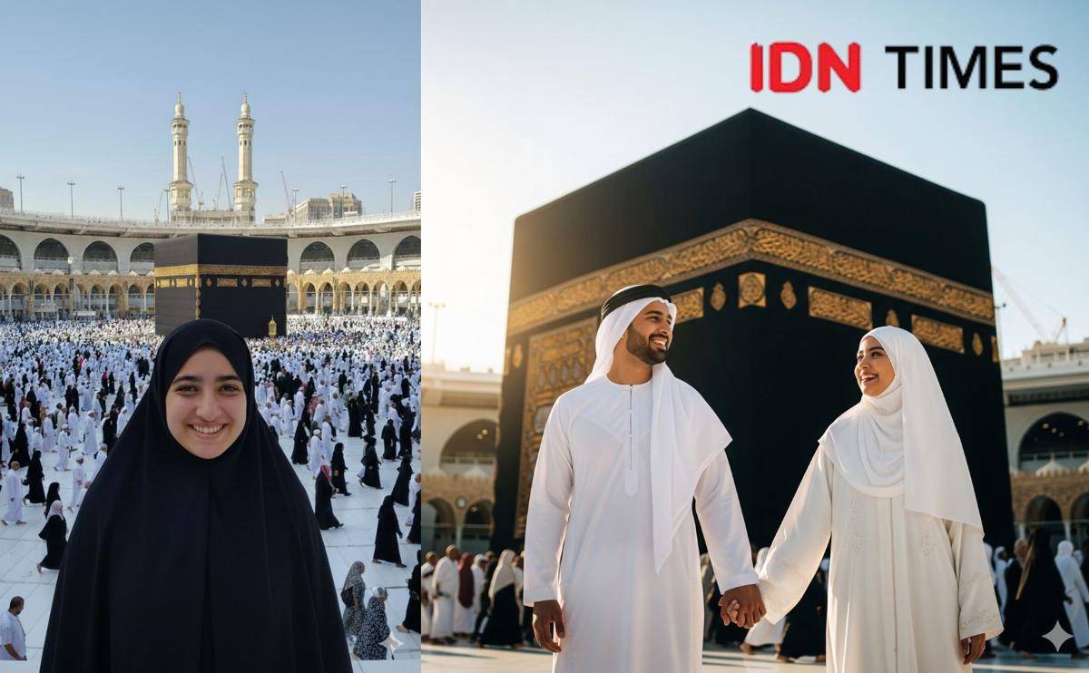 hasil foto di depan Kabah Makkah pakai AI