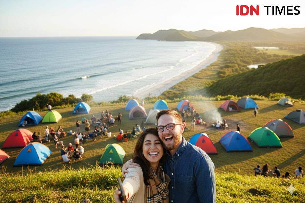 contoh edit foto di pantai dengan Gemini AI 