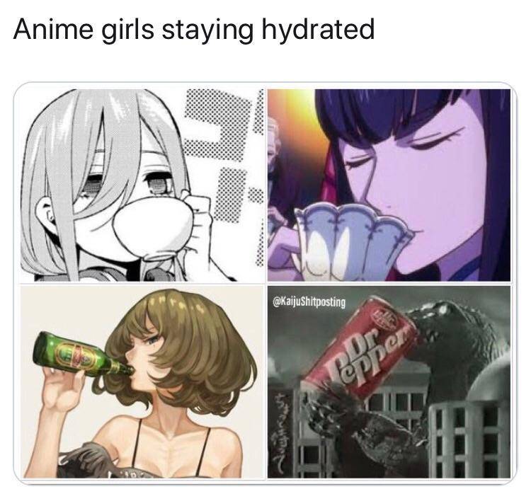 meme anime tentang minum air 
