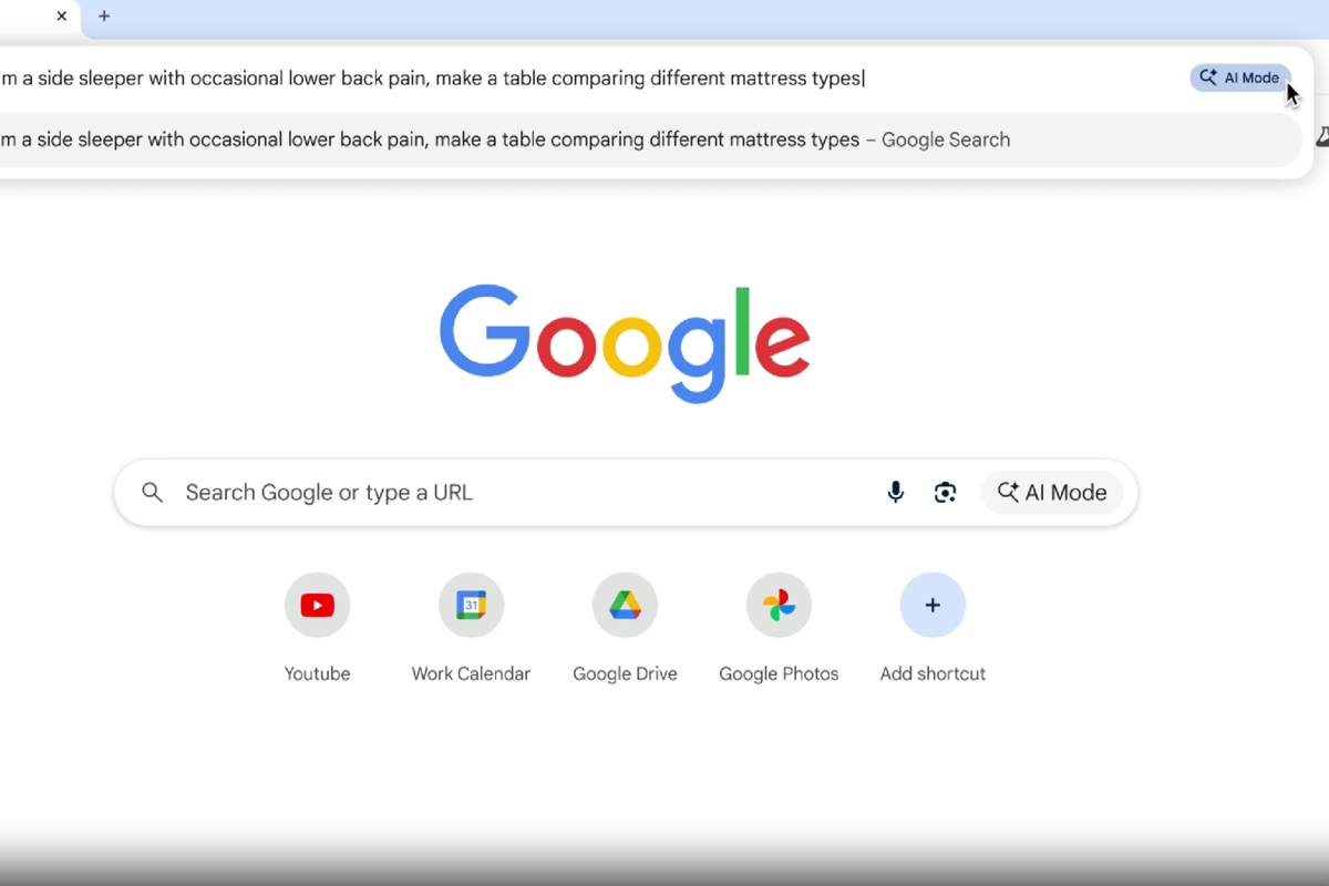 bilah alamat Chrome ditenagai AI Mode