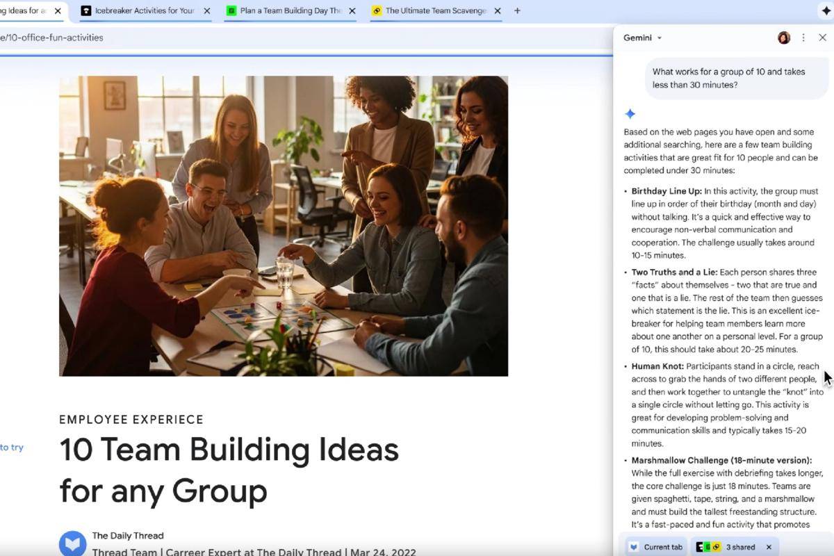 Gemini bisa merangkum beberapa tab sekaligus dI Chrome