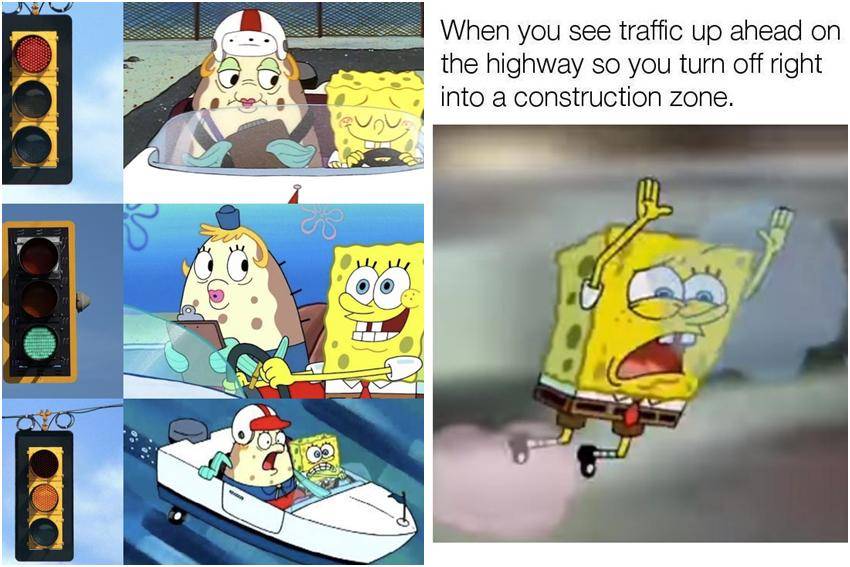 meme SpongeBob serba-serbi lalu lintas 