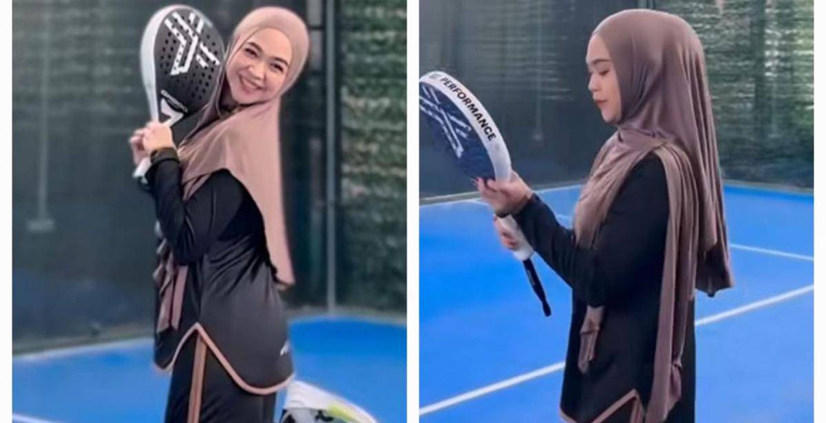 potret Ria Ricis hari pertama belajar padel 