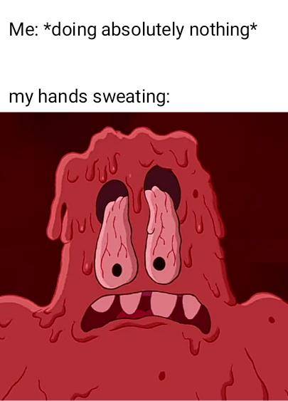 meme SpongeBob tentang berkeringat