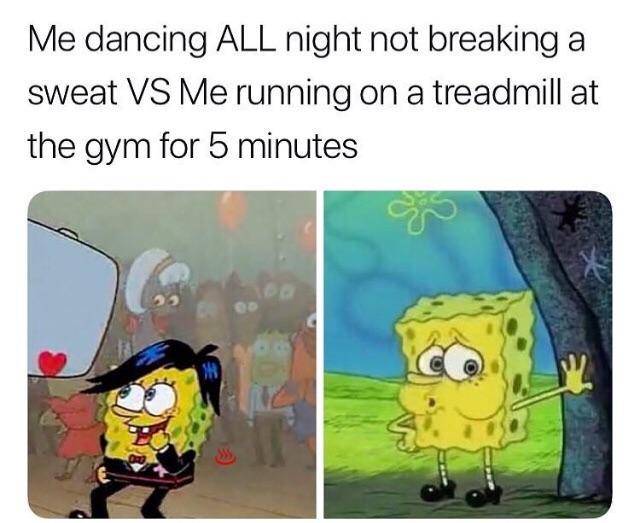 meme SpongeBob tentang berkeringat