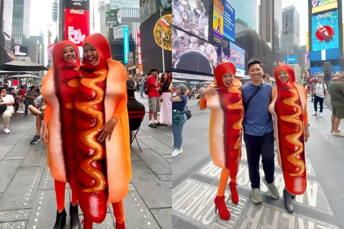 Shanty dan Asri Welas jadi manusia hotdog di Times Square