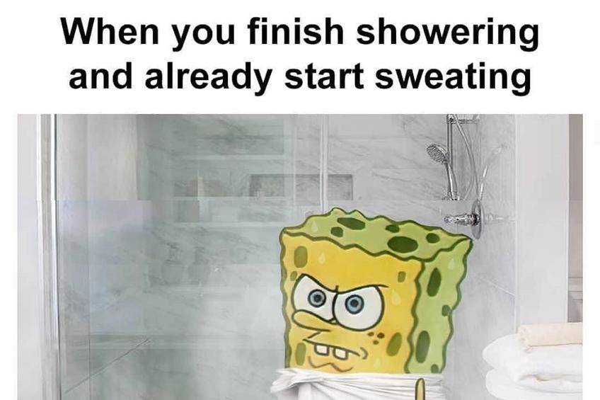 meme SpongeBob tentang berkeringat