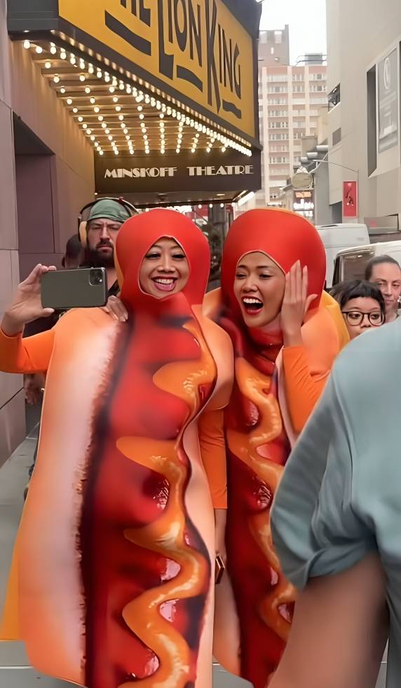 Shanty dan Asri Welas jadi manusia hotdog di Times Square
