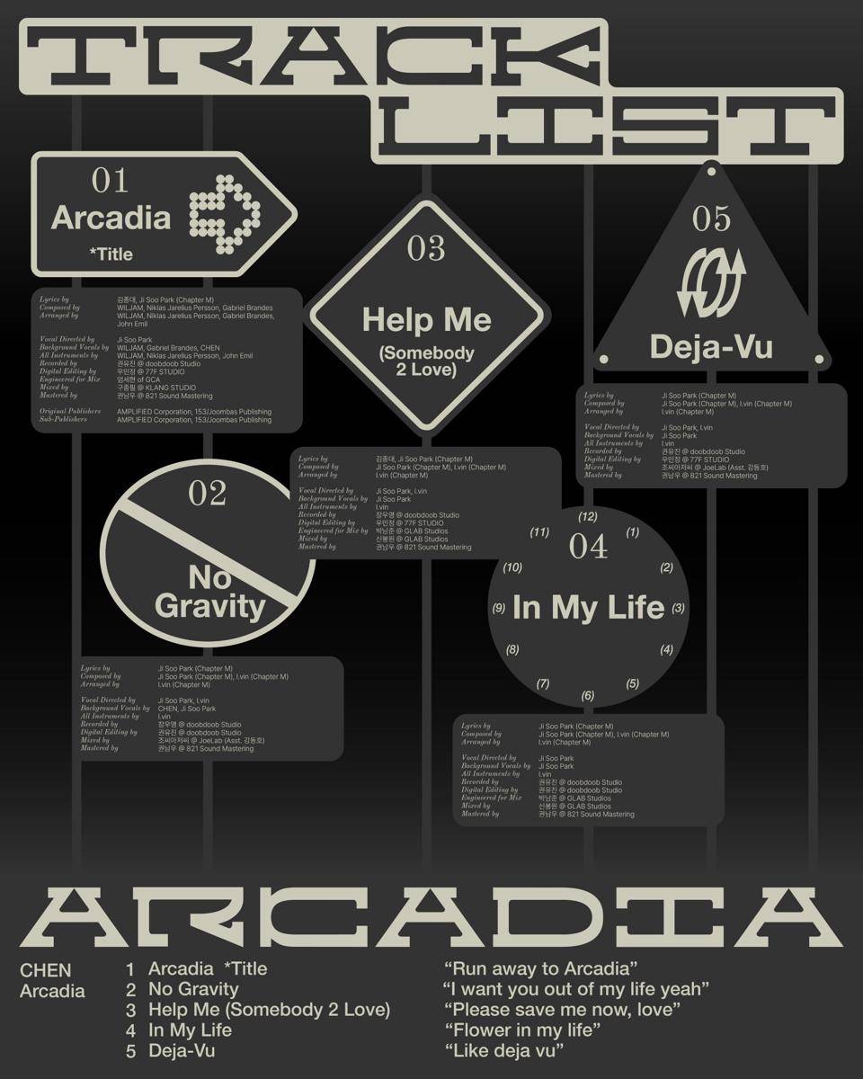 tracklist album Arcadia dari Chen EXO