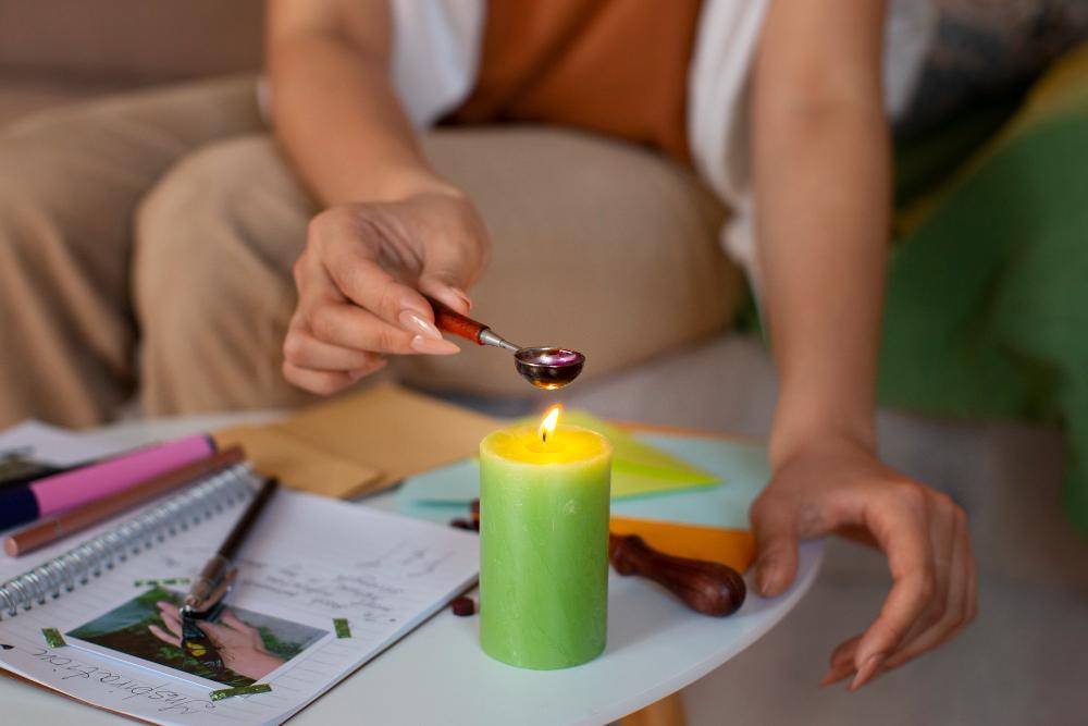 ilustrasi lilin aromaterapi chamomile 