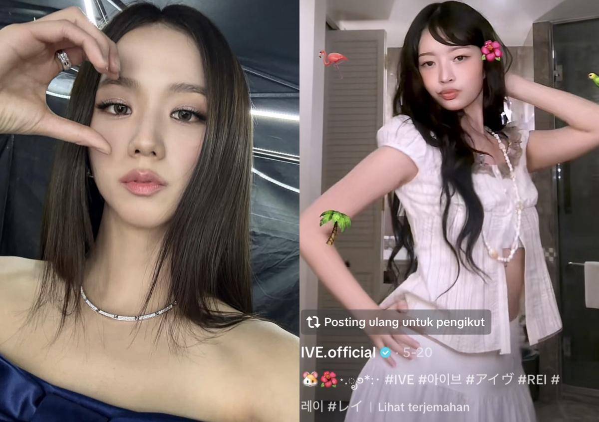 kolase foto Jisoo BLACKPINK dan Rei IVE 