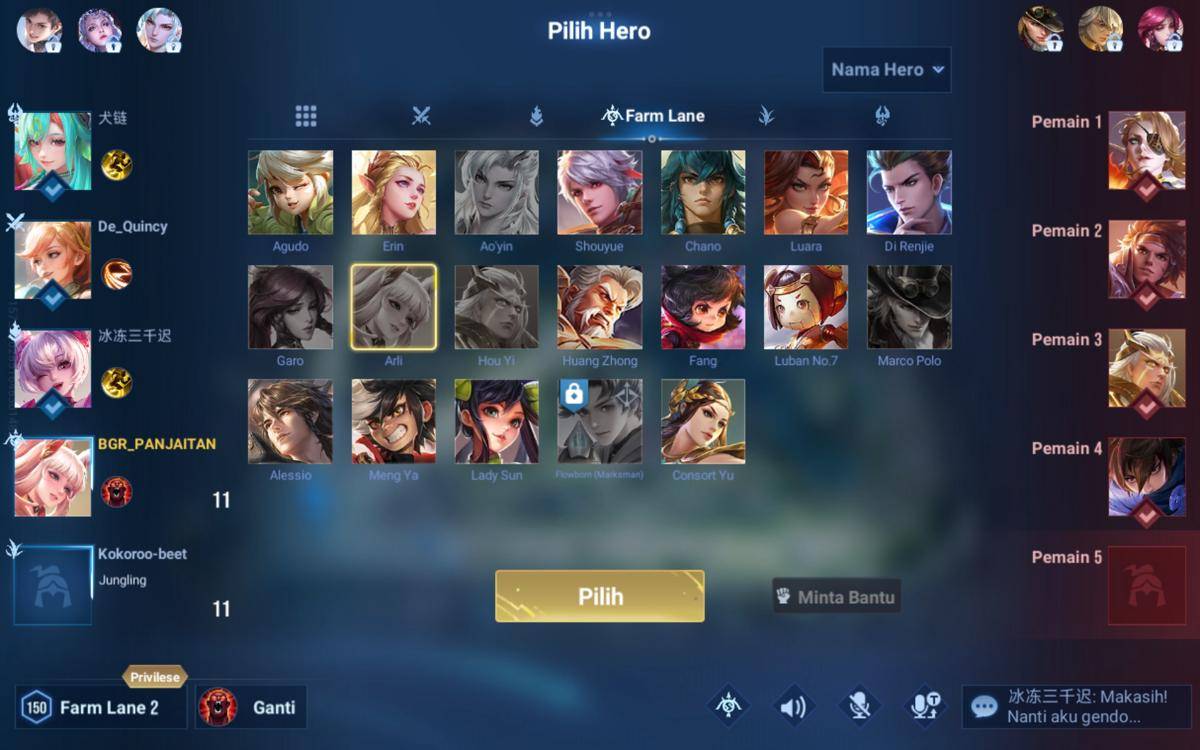 ilustrasi fase draft pick di game HOK 