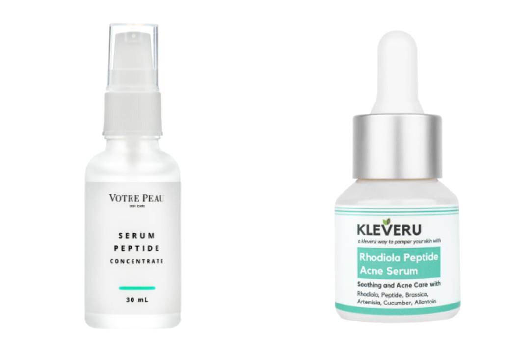 Votre Peau Serum Peptide Concentrate dan Kleveru Rhodiola Peptide Acne Serum (sociolla.com/Votre Peau Serum Peptide Concentrate | socialla.com/Kleveru Rhodiola Peptide Acne Serum)