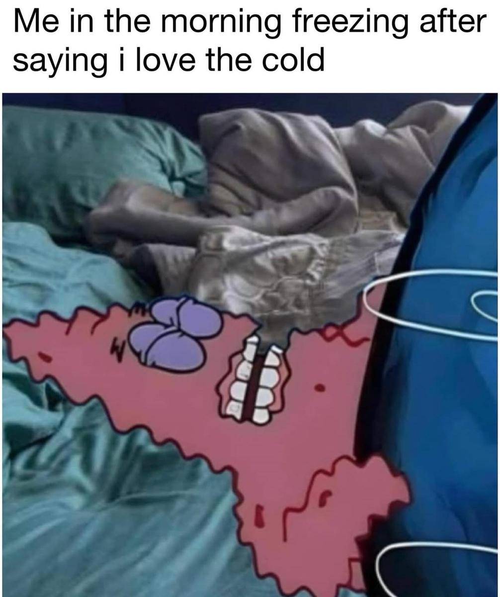 meme SpongeBob tentang kedinginan