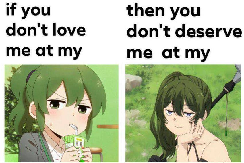 meme karakter anime rambut hijau 