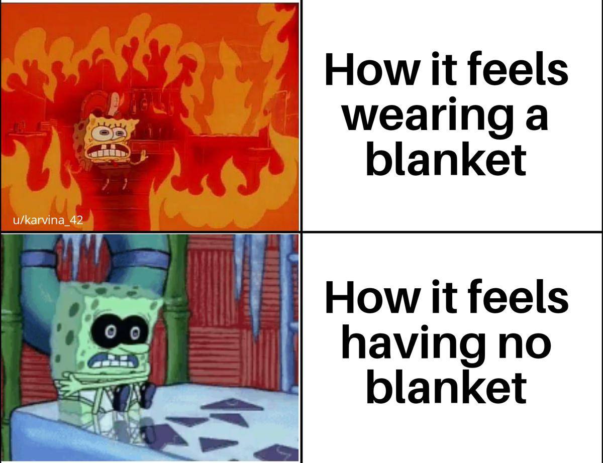 meme SpongeBob tentang kedinginan