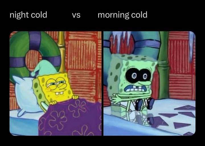 meme SpongeBob tentang kedinginan