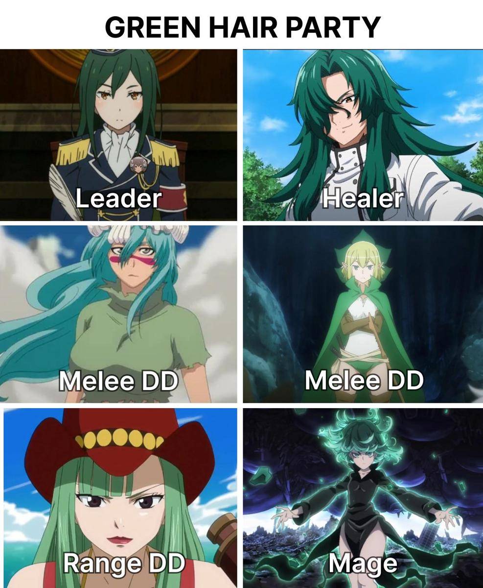 meme karakter anime rambut hijau 