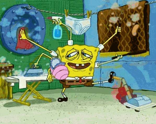 meme SpongeBob tentang membersihkan kamar 