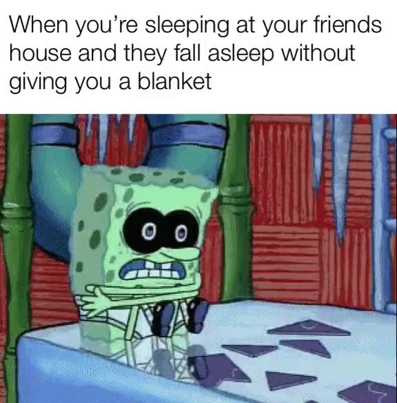 meme SpongeBob tentang kedinginan