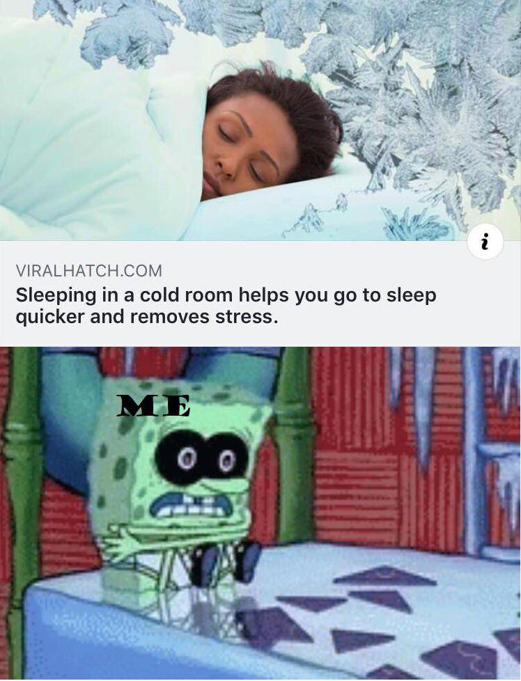 meme SpongeBob tentang kedinginan