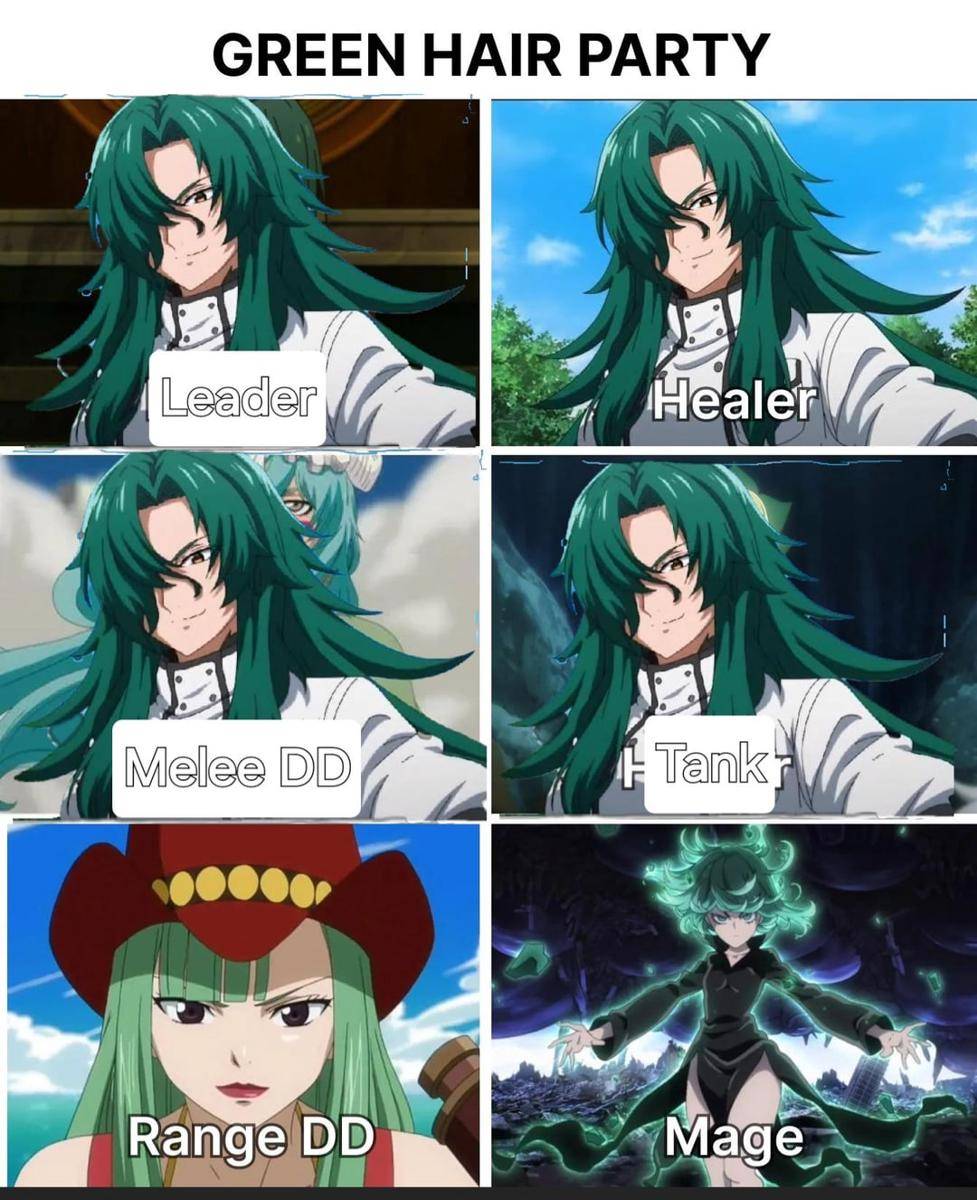 meme karakter anime rambut hijau 