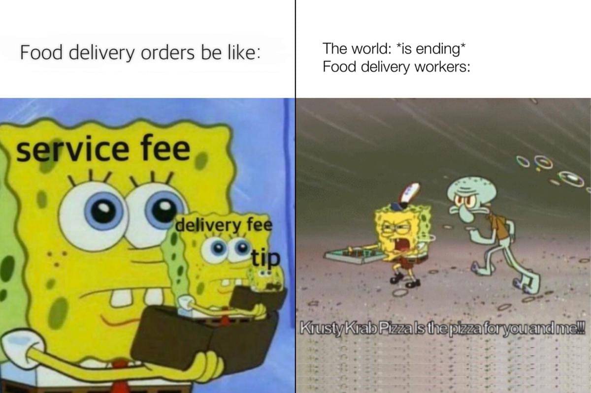 meme SpongeBob pesan makanan online