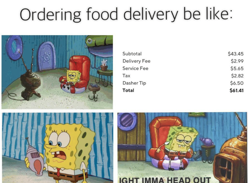 meme SpongeBob pesan makanan online