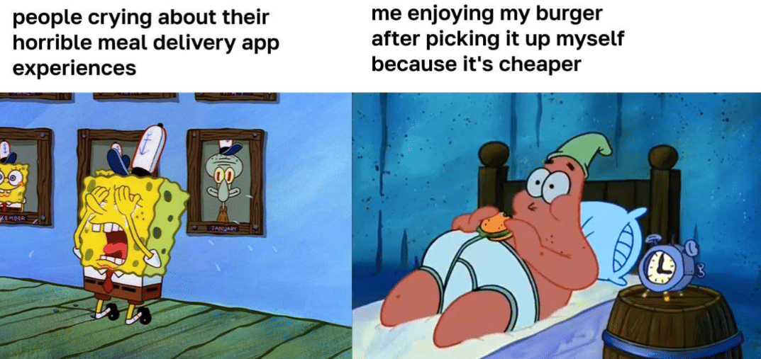 meme SpongeBob pesan makanan online