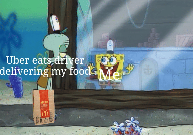 meme SpongeBob pesan makanan online