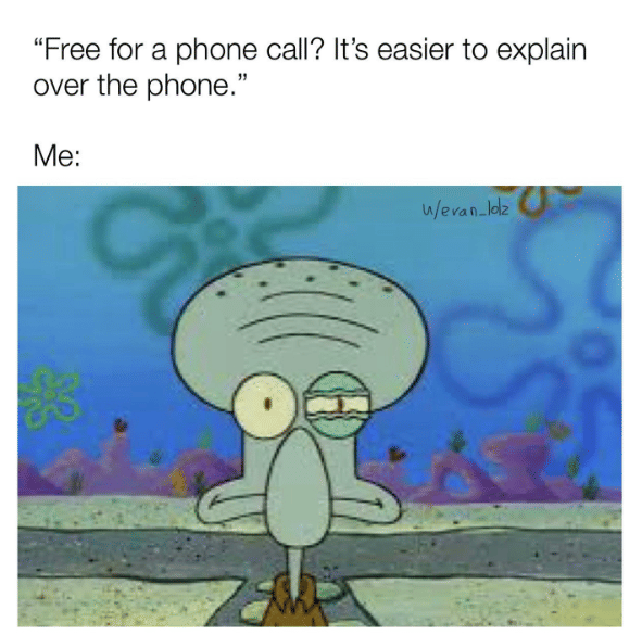 meme SpongeBob tentang panggilan telepon