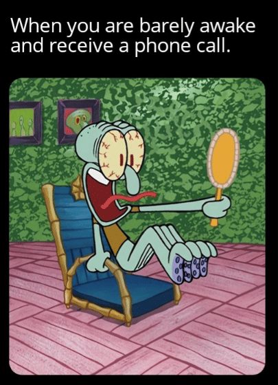 meme SpongeBob tentang panggilan telepon