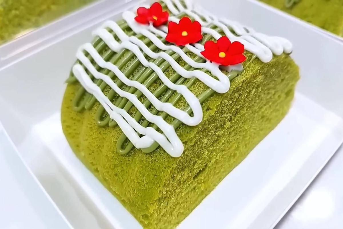 ilustrasi bolu slice matcha (YouTube.com/Ryanares kitchen)