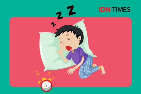 Seorang anak laki-laki mendengkur saat tidur.