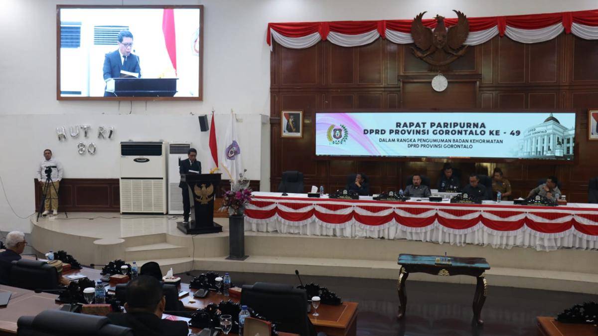 Rapat Paripurna DPRD Provinsi Gorontalo, Senin (22/9/2025). (Dok. Istimewa)